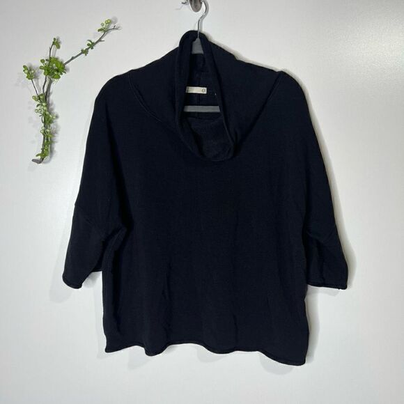 Tasc Performance Black Cowl Neck Drop Shoulder Dolman Short Sleeve Sweatshirt - Picture 1 of 7